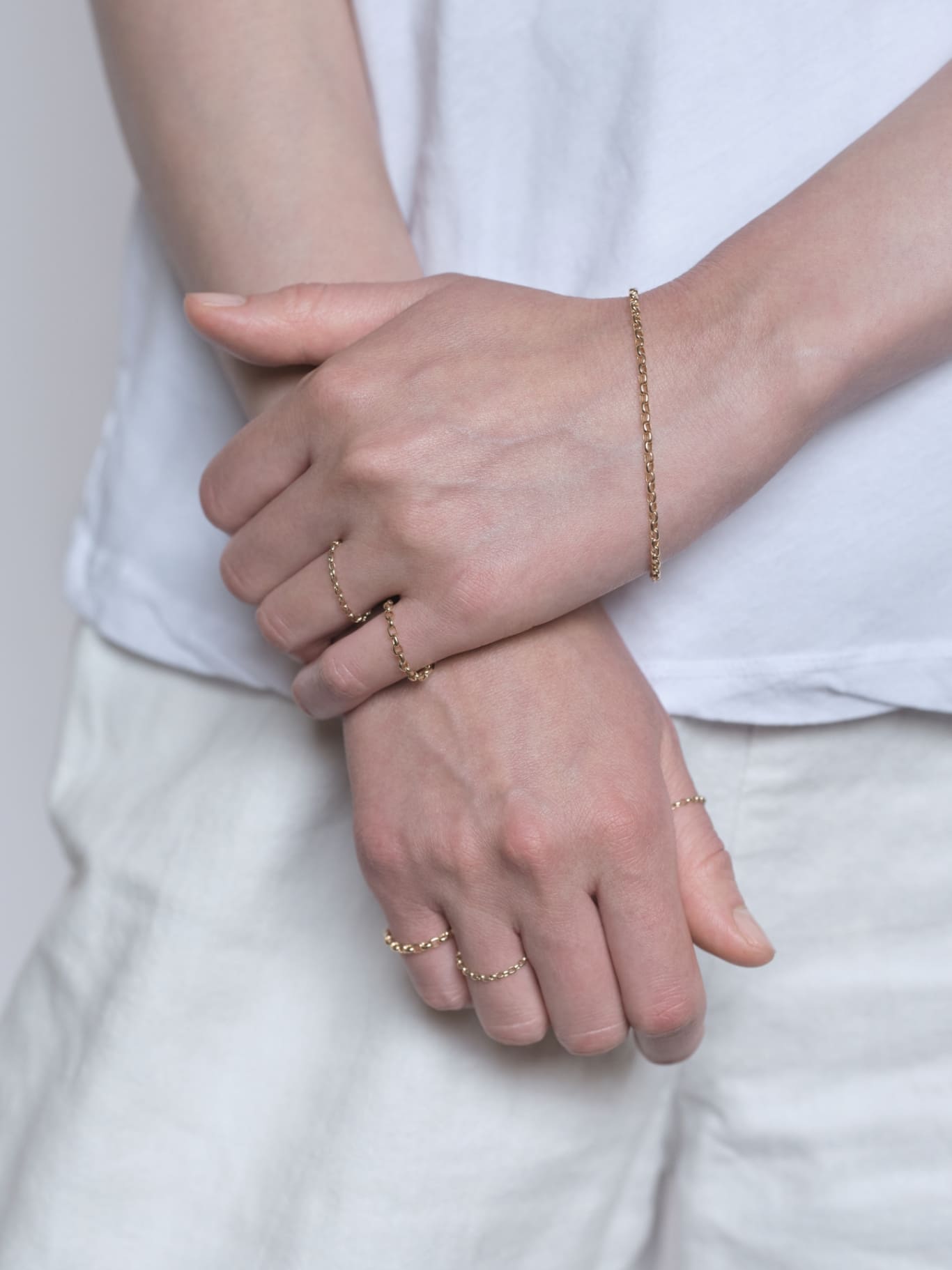 ひとさじのジュエリー une pincée | Gold Oval Chain Bracelet/10Kt Gold, Gold Chain Ring・narrow/10kt Gold の画像
