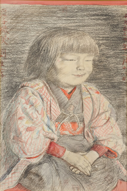 岸田劉生　《麗子微笑》
1920年（大正9）　木炭、水彩／紙　50.8×34.2cm