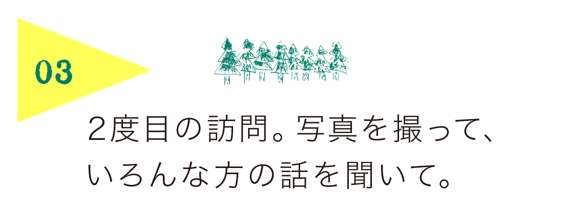 ​​３）２度目の訪問。写真を撮って、 いろんな方の話を聞いて。