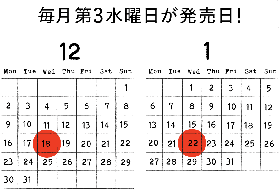 毎月第３水曜日が発売日！