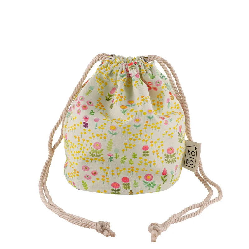 OUNONA Japanese Style Drawstring Bag Portable Lightweight Cherry