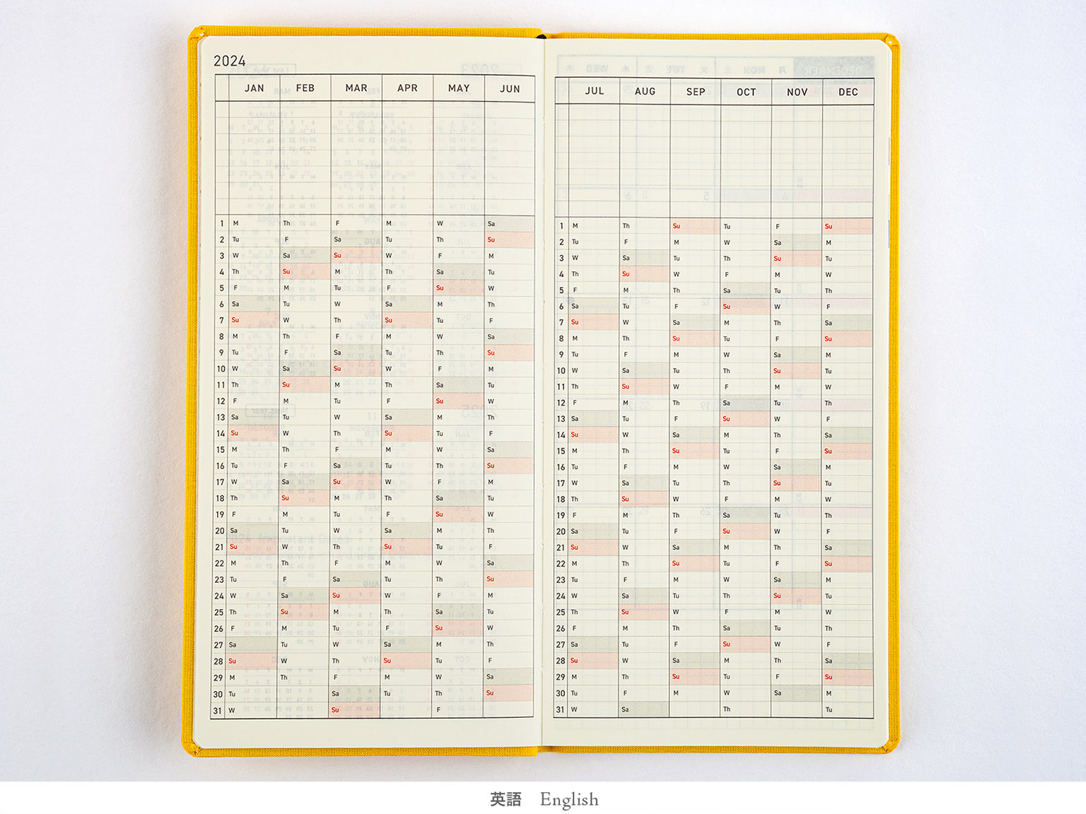 Hobonichi Weeks 2024 Year at A Glance Dashboard 2024 Calendar Hobo