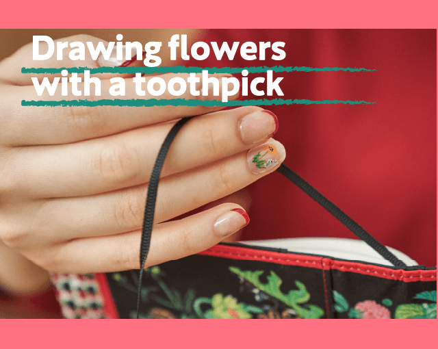 Drawing flowers with a toothpick