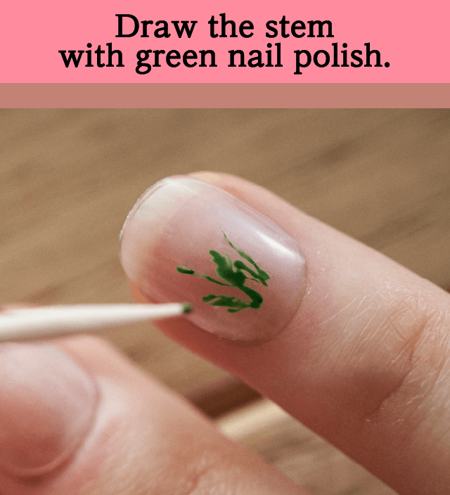 Draw the stem with green nail polish.