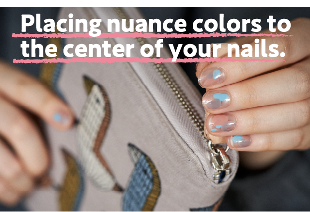 Placing nuance colors to the center of your nails.